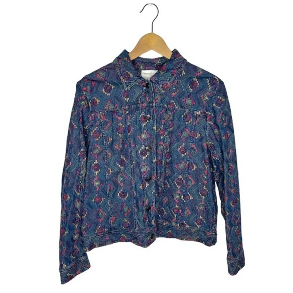 Shacket Denim Shirt LightweightJacket | Medium Southwest Embroidered EUC